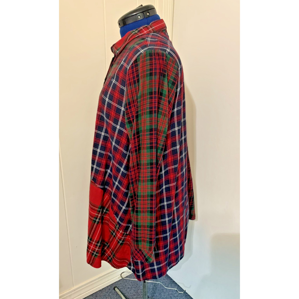 J Jill Red Mixed Buffallo Plaid Swing Button-Up Tunic Size Large Petite LP - Picture 2 of 10